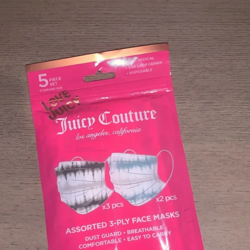 NWT Juicy Couture Assorted 3 Ply Face Mask